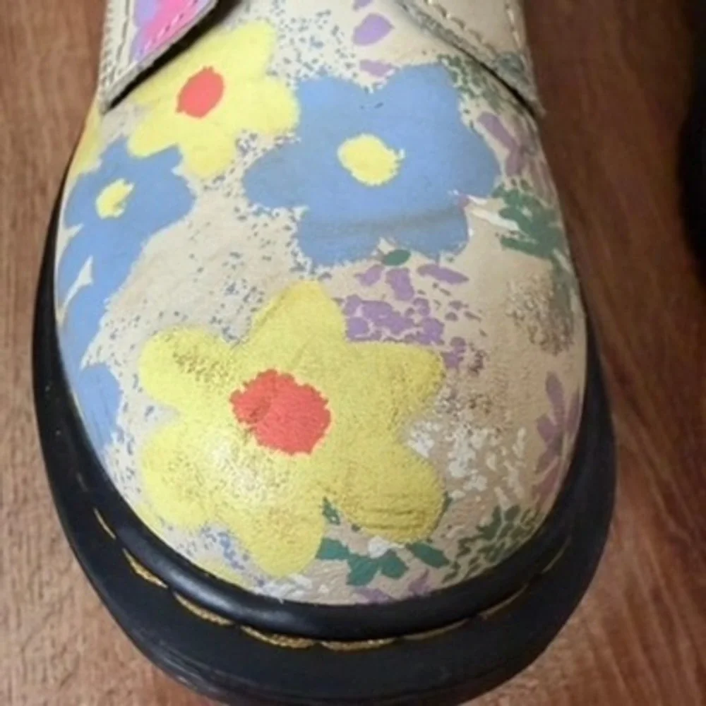 Dr Martens 1460 J Boots US 3 EU 34 Floral Leather Side Zip Lace Up Kids